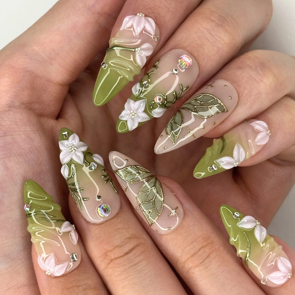 Fairy Garden — press-on nails faits main Mimi