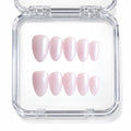 Set de 10 faux ongles press-on Hailey rose pâle nacré effet glazed dans leur boîtier — faits main en gel — Mimi Press-On