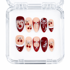 Cherry Christmas — press-on nails faits main Mimi