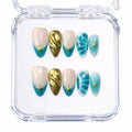 Golden Blue — press-on nails faits main Mimi