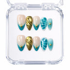 Golden Blue — press-on nails faits main Mimi