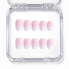 Set de 10 faux ongles press-on baby boomer ombré rose et blanc dans leur boîtier — faits main en gel — Mimi Press-On